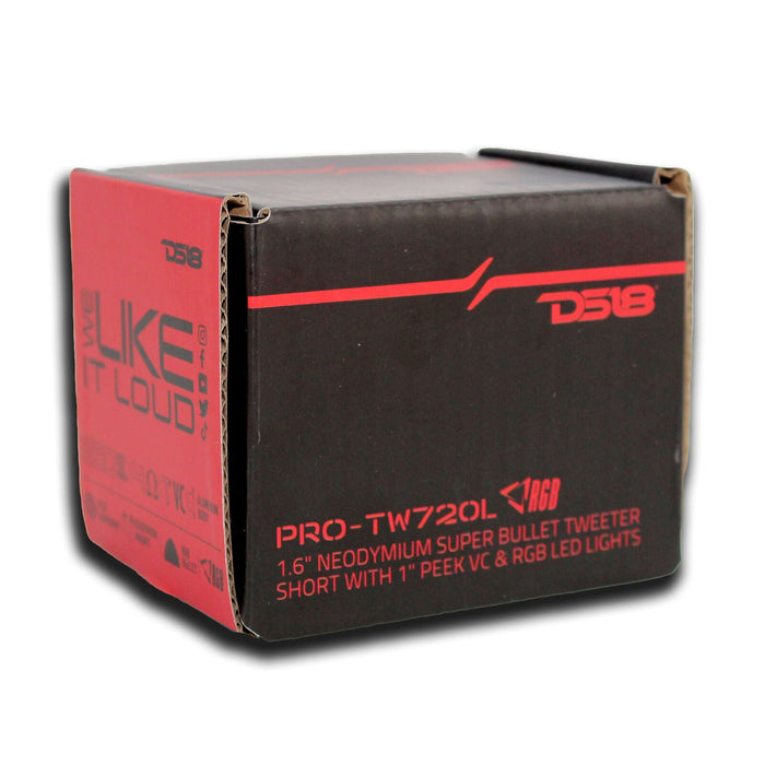 DS18 PRO-TW720L 1.6" 4 Ohms Super Bullet Tweeter W/ 1" VC RGB LED 280W 4 Single
