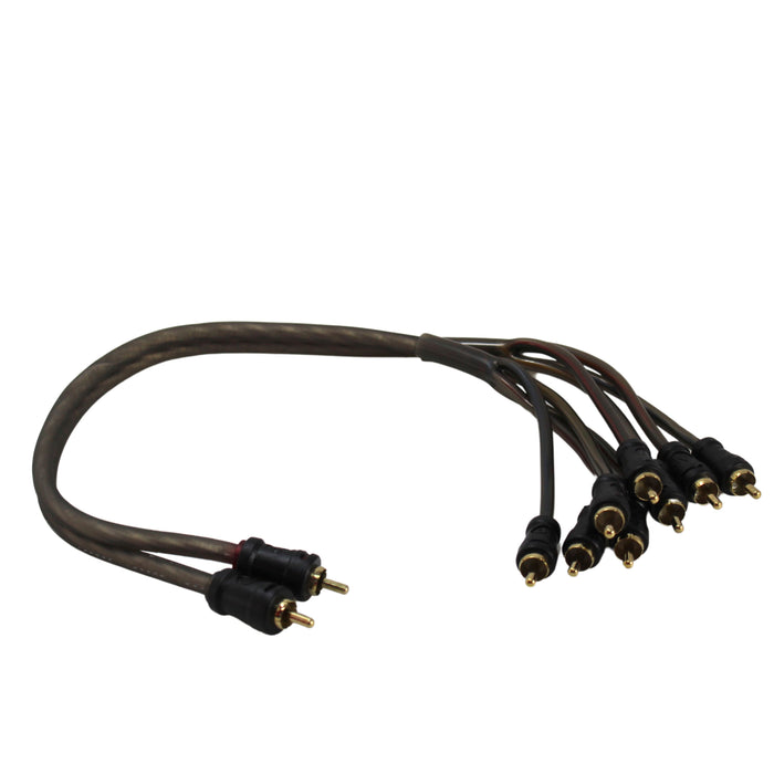 Audiopipe 18" 2 Male to 8 Male RCA Cable High-Quality Gold Plated Connectors