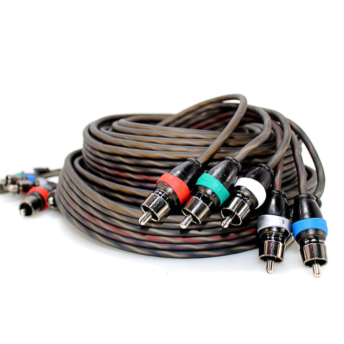 Sky High Car Audio Twisted 6-Channel Metal RCA Cable Wire 20 Feet