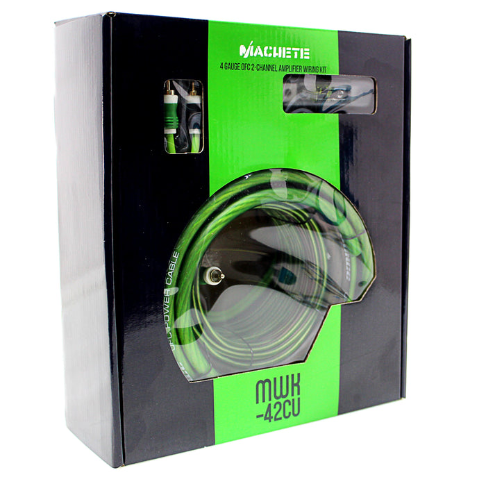 Deaf Bonce Machete 4 GA OFC 2 Ch Green Amplifier Wiring Kit MWK-42CU