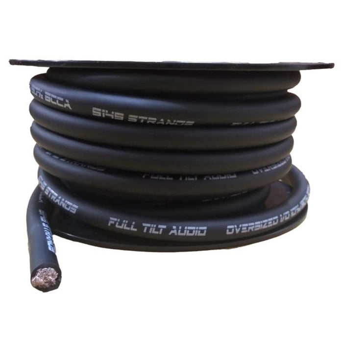 Full Tilt Audio 1/0 Gauge Copper Clad Aluminum Power/Ground Wire Black Lot