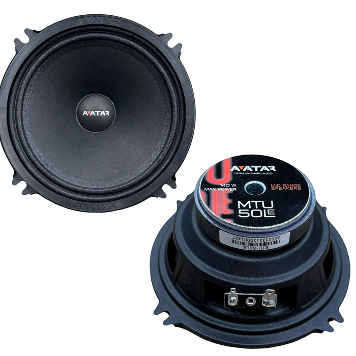 Avatar Car Audio 5.2" 4 Ohm 140W Peak/70W RMS Mid-Range Speakers Pair MTU-50LE