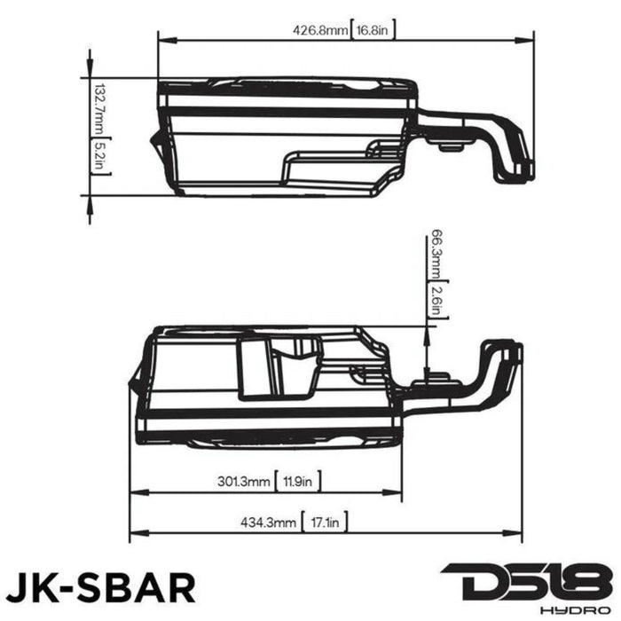 DS18 Molded Soundbar for Jeep Wrangler Gray LED Car Audio Sound Bar JK JKU