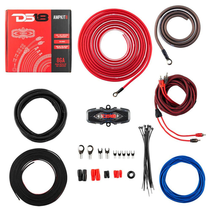 DS18 Marine Speakers with 2 CH Amplifier Wiring Kit and Universal Receiver Combo