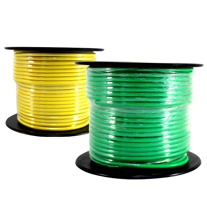 Audiopipe 2 Pack of 14ga 100ft CCA Primary Ground Power Remote Wire Yellow/Green