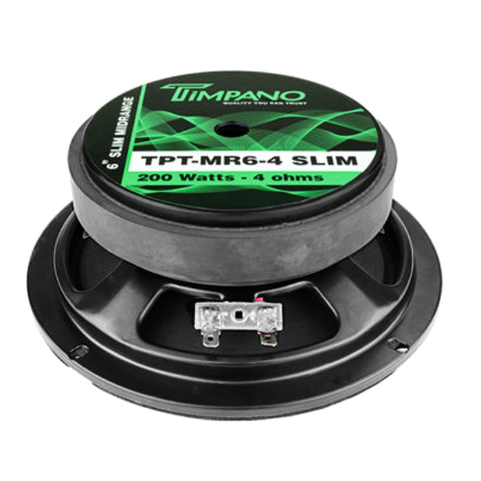 Timpano 6.5 Inch 200W 4 Ohm Shallow Mount Midrange Speaker TPT-MR6-4 SLIM