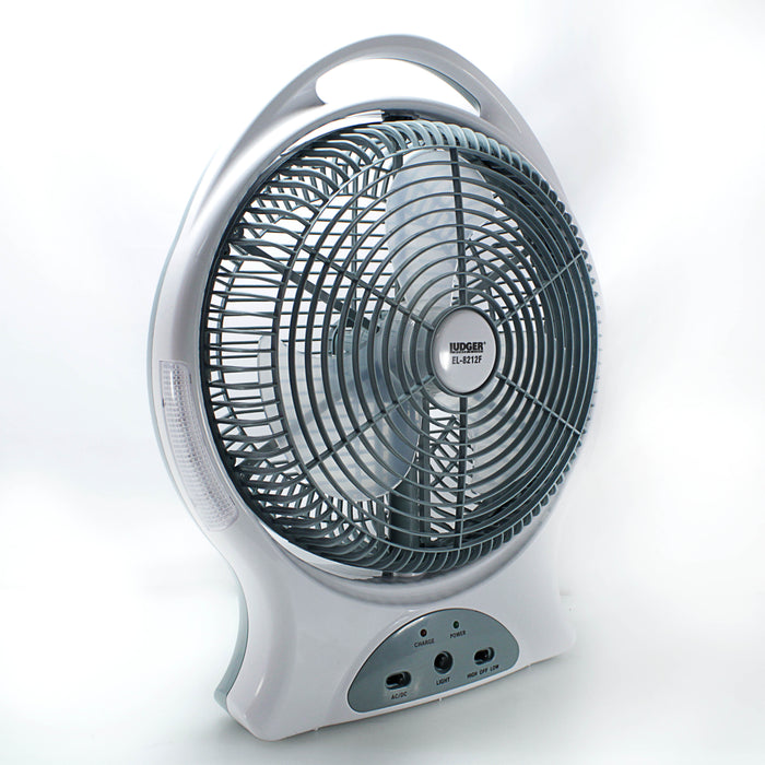 12" 2 Speed Rechargeable Cooling Oscillating Fan AC/DC USB 5V LED 110 -240 Volts