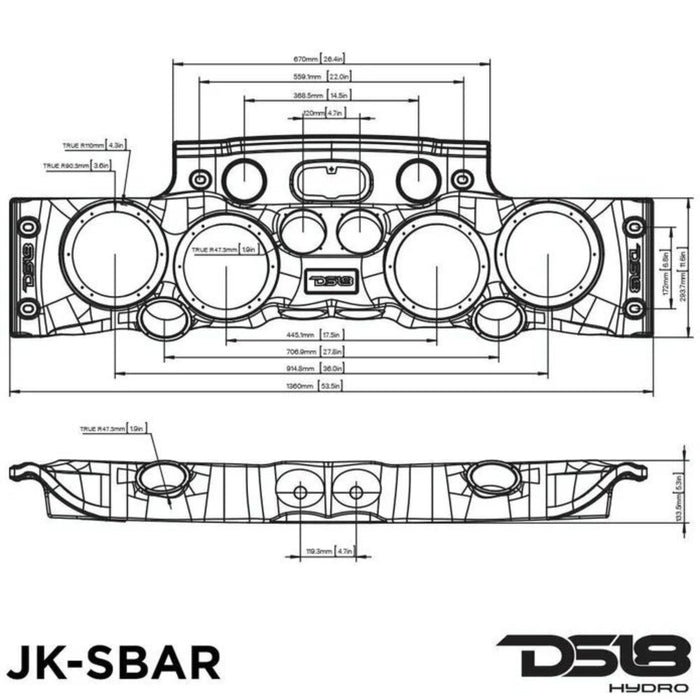 DS18 Molded Soundbar for Jeep Wrangler Gray LED Car Audio Sound Bar JK JKU