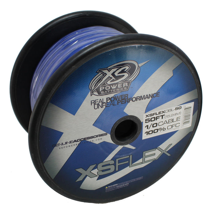 XS Power 1/0 AWG 100% Oxygen Free Copper XS Flex Power/Ground Wire Blue Lot