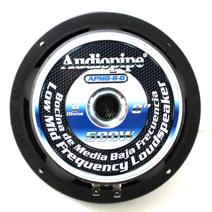 Audiopipe 8 Mid Bass Loud Speaker 500W 8 ohms 2 Voice Coil Black