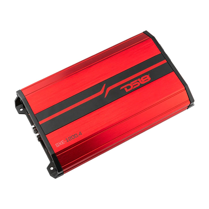 DS18 Car Audio Full Range 4 Channel 1200W Amplifier Class A/B Red SXE-1200.4-RD