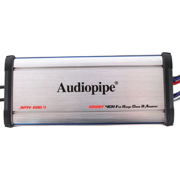 Audiopipe 4 Ohm 200W 4 Channel Full Range Class D Marine Weatherproof Amplifier
