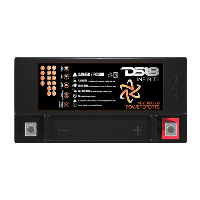 DS18 12 Volt Powersports Battery 20 AH 800 Watt AGM INFINITE INF-YTX20L-BS