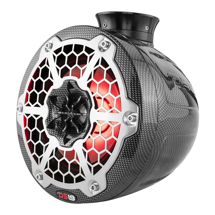 Mini 6.5" Marine Pod Speakers 600W Carbon Fiber RGB LED Jetski DS18 CF-PS6
