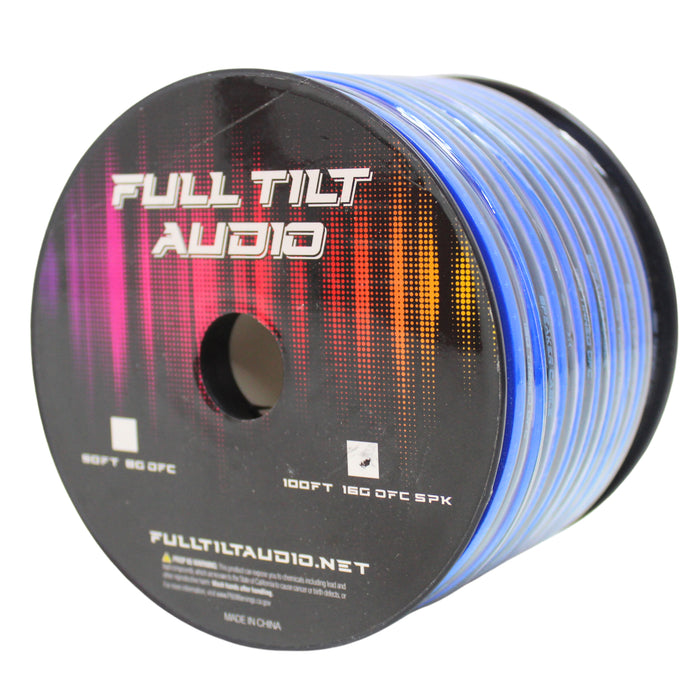 Full Tilt Audio 16GA Tinned Oxygen Free Copper Speaker Wire Blue/Black Lot