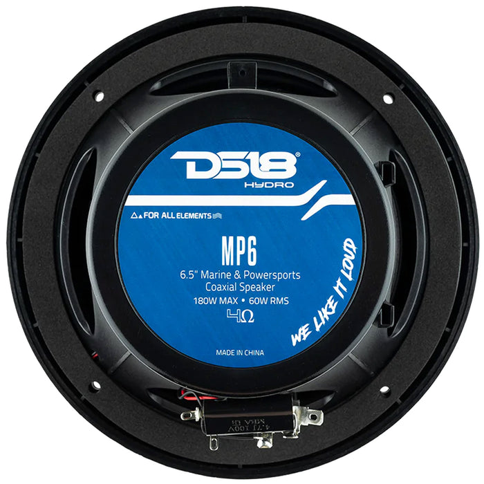 DS18 Hydro 6.5 Marine Audio Speakers IPX5 360W 4 Ohm 2-Way Black Pair MP6/BK