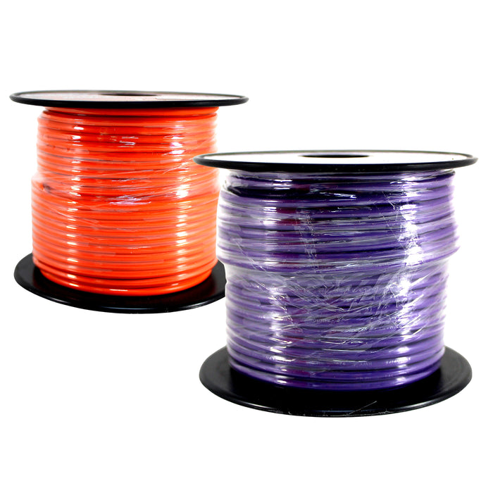 Audiopipe (2)14ga 100ft CCA Primary Ground Power Remote Wire Spool Purple/Orange