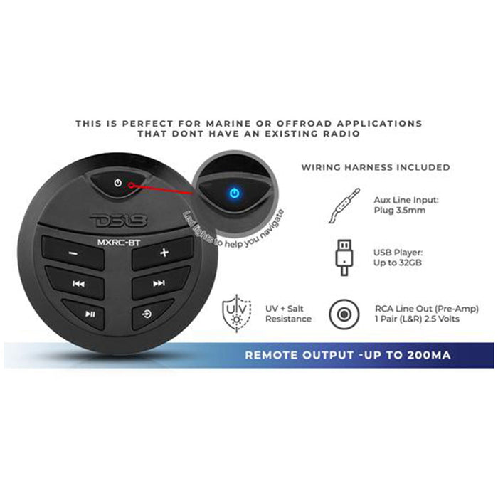 DS18 Hydro Marine & Power Sport Head Unit Bluetooth Remote Control MXRC-BT