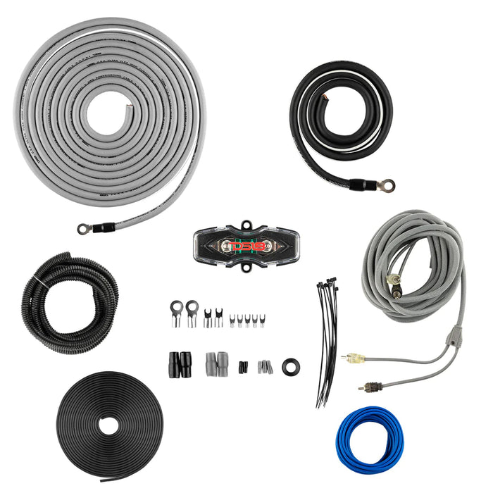 DS18 4GA Car Audio Amplifier Installation Kit Silver AMPKIT4-SL