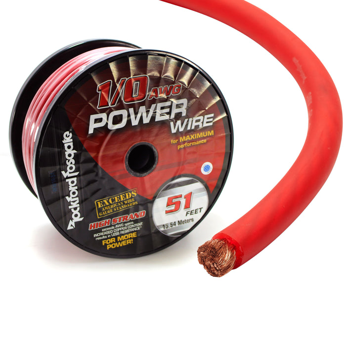 Rockford Fosgate 0 AWG 100% Oxygen Free Copper Power/Ground Wire Red Lot