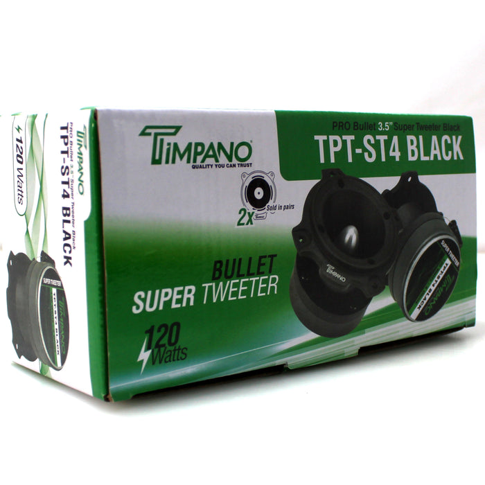 Timpano 3.5 Inch 240W 4 Ohm 1 Inch VC Black Bullet Super Tweeters Pair TPT-ST4
