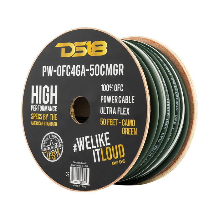 DS18 Car Audio 4 AWG 100% Oxygen Free Copper Power/Ground Wire Camo Green Lot