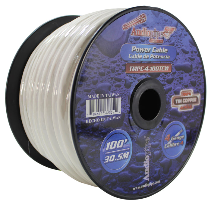 Audiopipe 4 GA Stranded OFC Tinned Copper Marine Power/Ground Wire White Lot