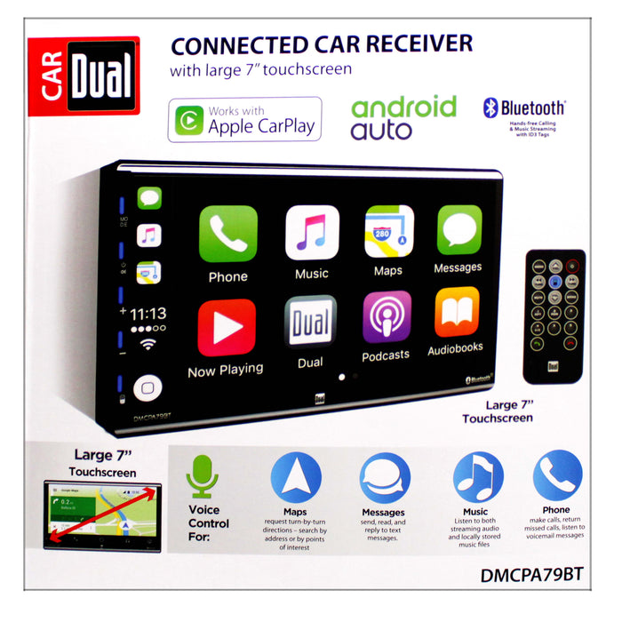 Dual DMCPA79BT 7" Double Din Touchscreen Bluetooth Apple Car Play Receiver