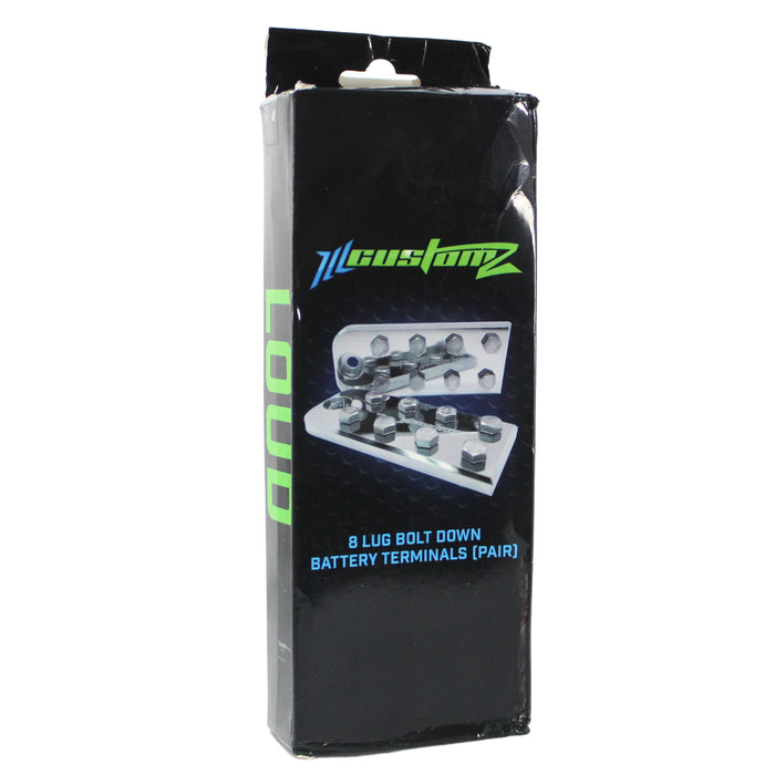 ILL Customz 8 Lug Style Aluminum Bolt Down Battery Terminals (Pair) LC-8-LUG-BD