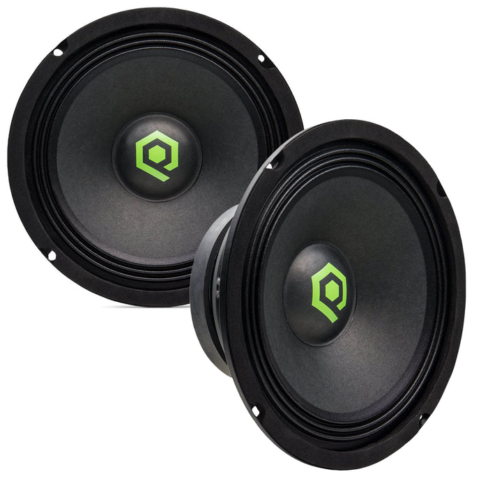 SoundQubed 8" 400W 4 Ohm Pro Midrange Car Audio Speakers Pair Black QP-MR8-S4