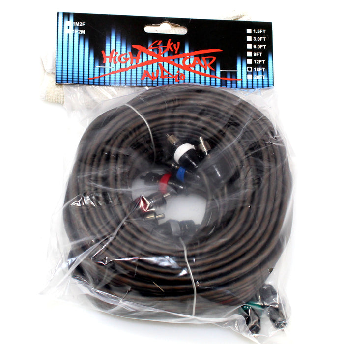 Sky High 18 Foot 6 Channel Car Audio Twisted Metal RCA Cable TWRCA-6CH-18