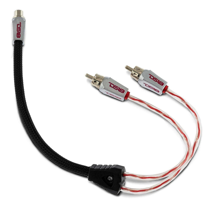 DS18 RCA Audio Y Adapter 1 Female 2 Male Jack Splitters Red+Black 2 Pk HQRCA1F2M