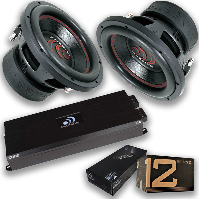 Massive Car Audio 2x 12-Inch Subwoofer 2800W DVC 2 Ohm & 4000W Monoblock Amplifier