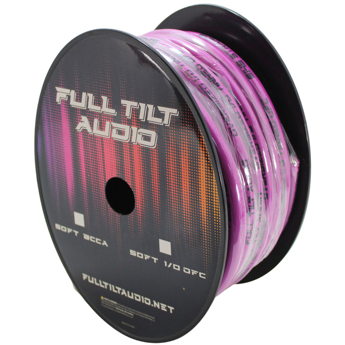Full Tilt Audio 1/0 Gauge Tinned Oxygen Free Copper Power/Ground Wire Pink Lot