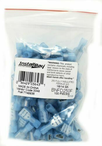 Metra Install Bay Blue 16-14 AWG Female Insulated Nylon Quick Disconnect 100pcs