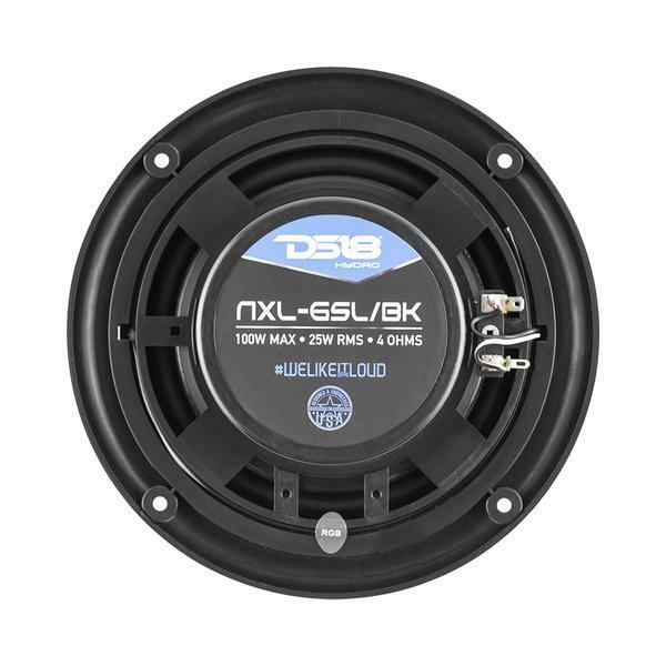 Pair of Black DS18 HYDRO 6.5" 200W 4 Ohm 2 Way Slim Marine Speakers NXL-6SL