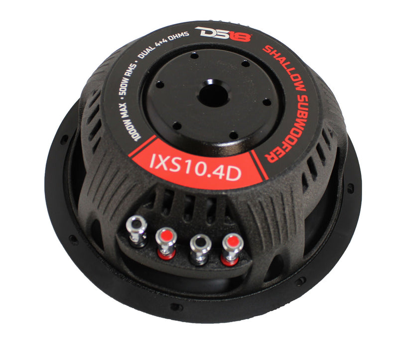 DS18 10" 1000 Watts Dual 4 OHM Shallow Subwoofer Pro Car Audio IXS10.4D