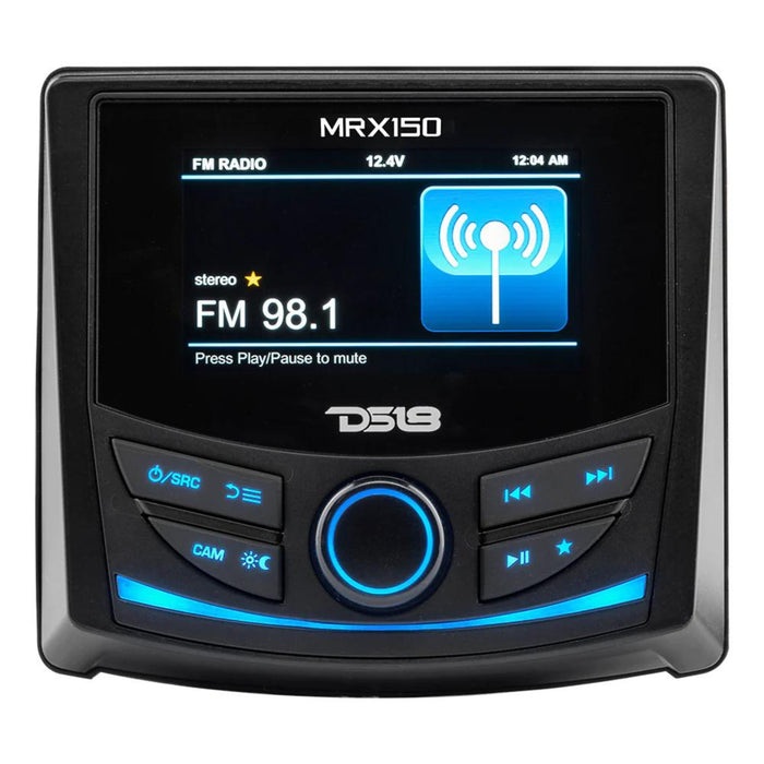 DS18 MRX150 Marine Radio w/ White 6.5" HYDRO 600W 4Ohm 2-Way RGB Speakers NXL-6M