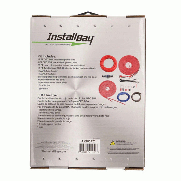 Install Bay Complete OFC 8GA Copper Universal Amp Install Kit AK80FC