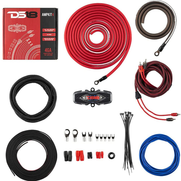 DS18 1600 Watt ZR12.2D Subwoofer 1000 Watt Class D Amplifier and Wiring Kit Combo