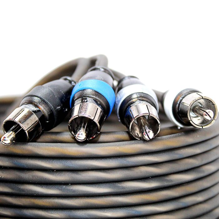 Sky High Car Audio Twisted 4-Channel Metal RCA Cable Wire 20 Feet