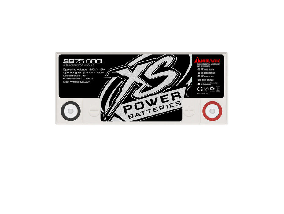 XS Power 12V Compact Pro Car Audio Super Capacitor Bank 600W Max Power SB75-680L