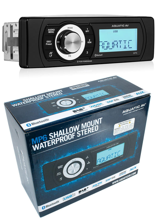 Waterproof Aquatic AV Bike BT Radio MP6 w/ Pair of Coax Speakers 6.5" 500W