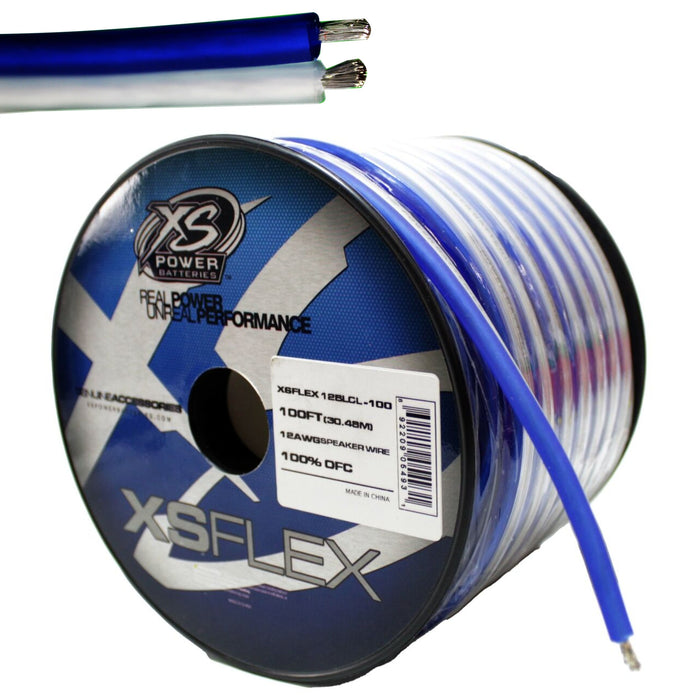 XS Power 12 AWG 100% Oxygen Free Copper XS Flex Speaker Wire Blue/White Lot