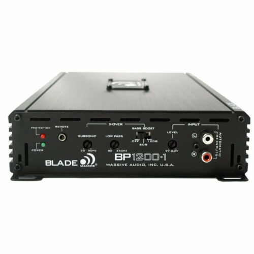 Massive Audio Amplifier BP1200.1 Car Audio Monoblock 1200W with 4 Gauge Amp Kit