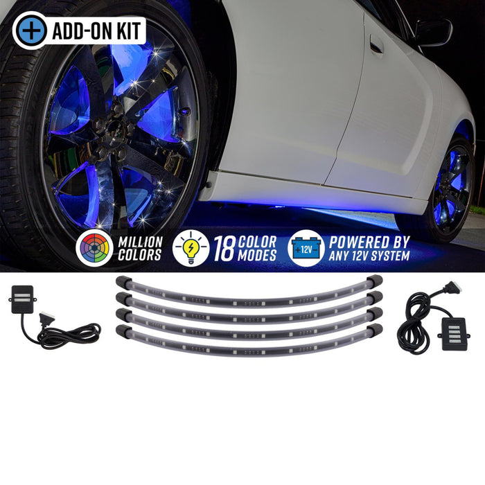 LEDGlow Bluetooth 4pc 24" Million Color LED Wheel Well Add-On Lighting Kit