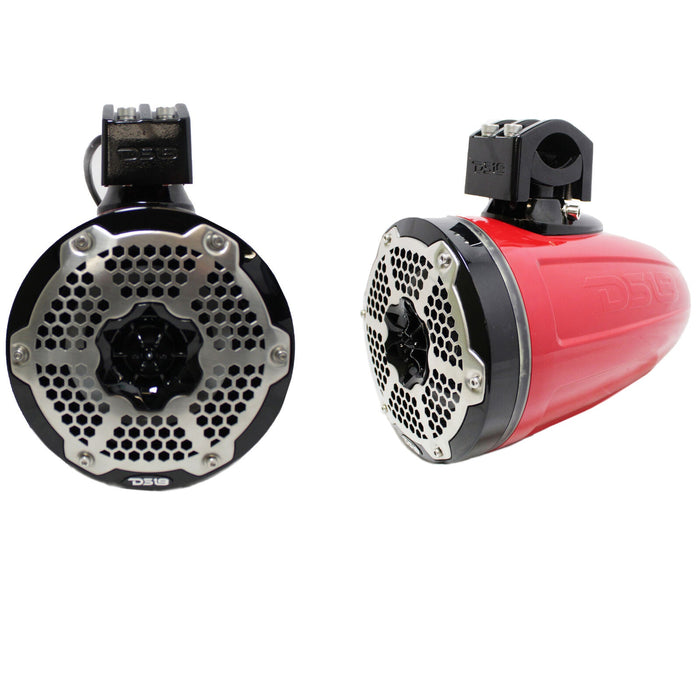 Pair of DS18 Hydro 6.5" 900W 4 Ohm RGB LED Marine Tower Speakers NXL-X6TPNEO/RD
