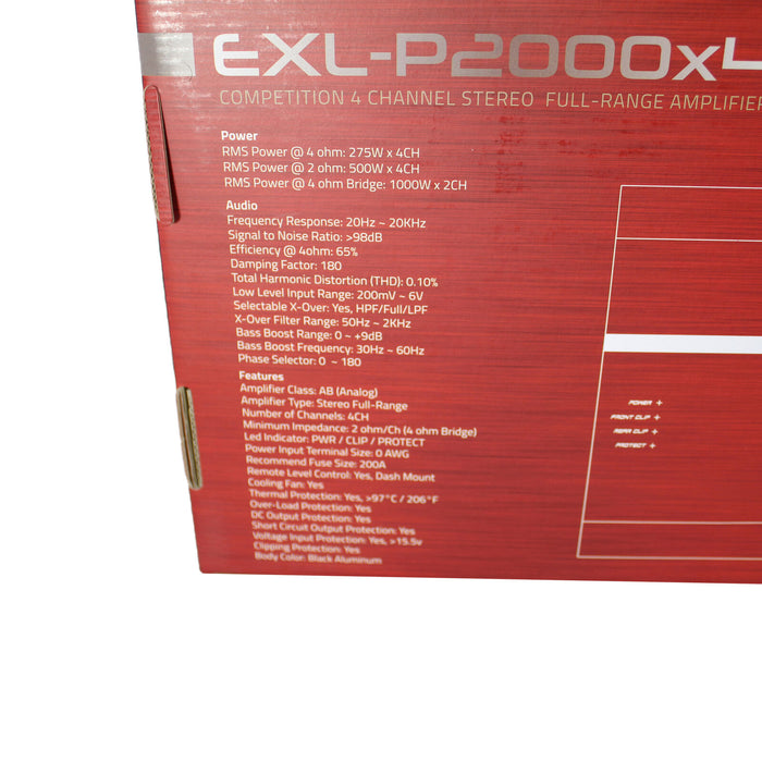 DS18 4 Channel Korean Amplifier Class AB Full Range w/ Bass Knob EXL-P2000X4