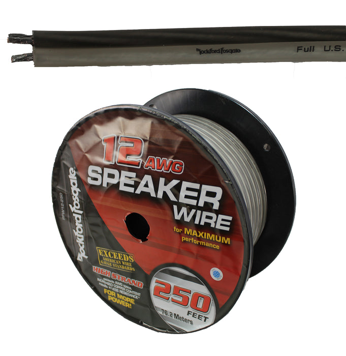 Rockford Fosgate 12 AWG 100% Oxygen Free Copper Speaker Wire Silver/Black