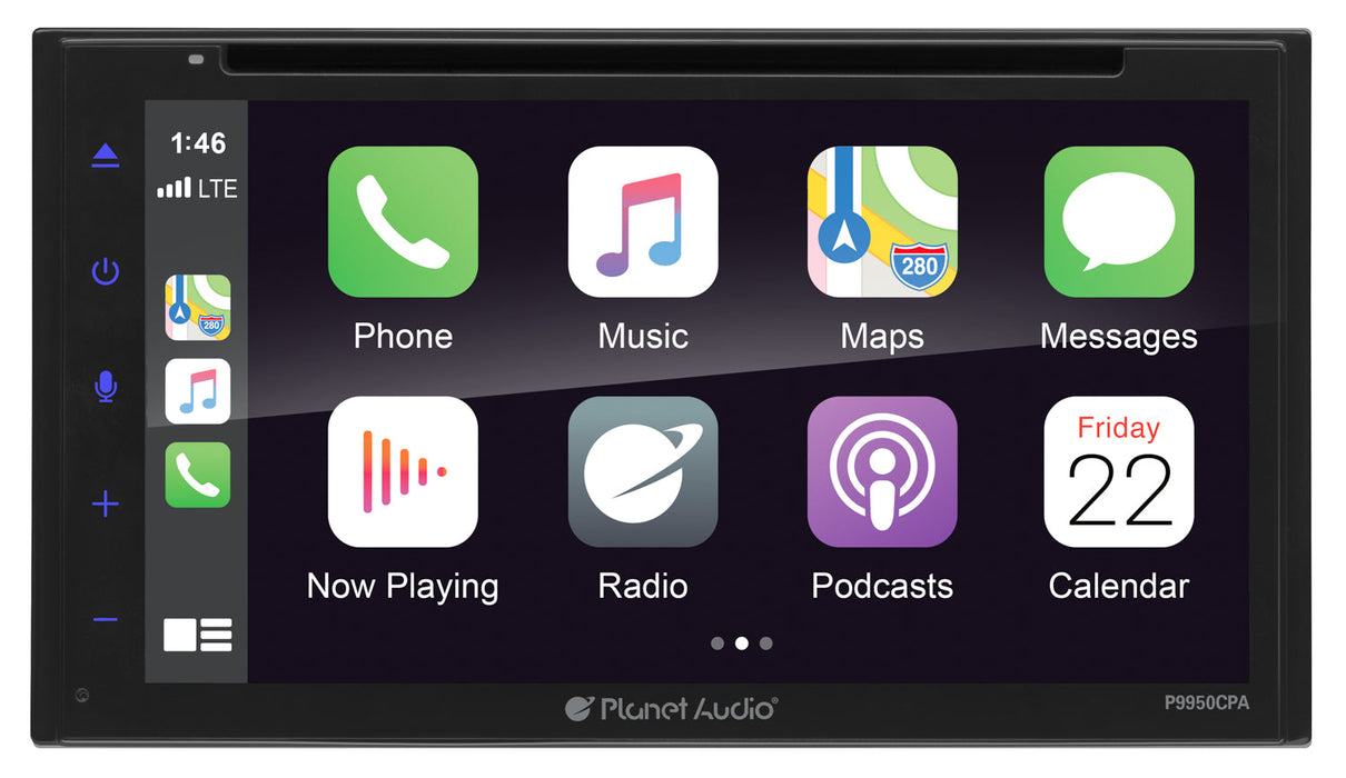 Planet Audio 6.75" Double Din Apple Carplay Bluetooth Touchscreen Head Unit